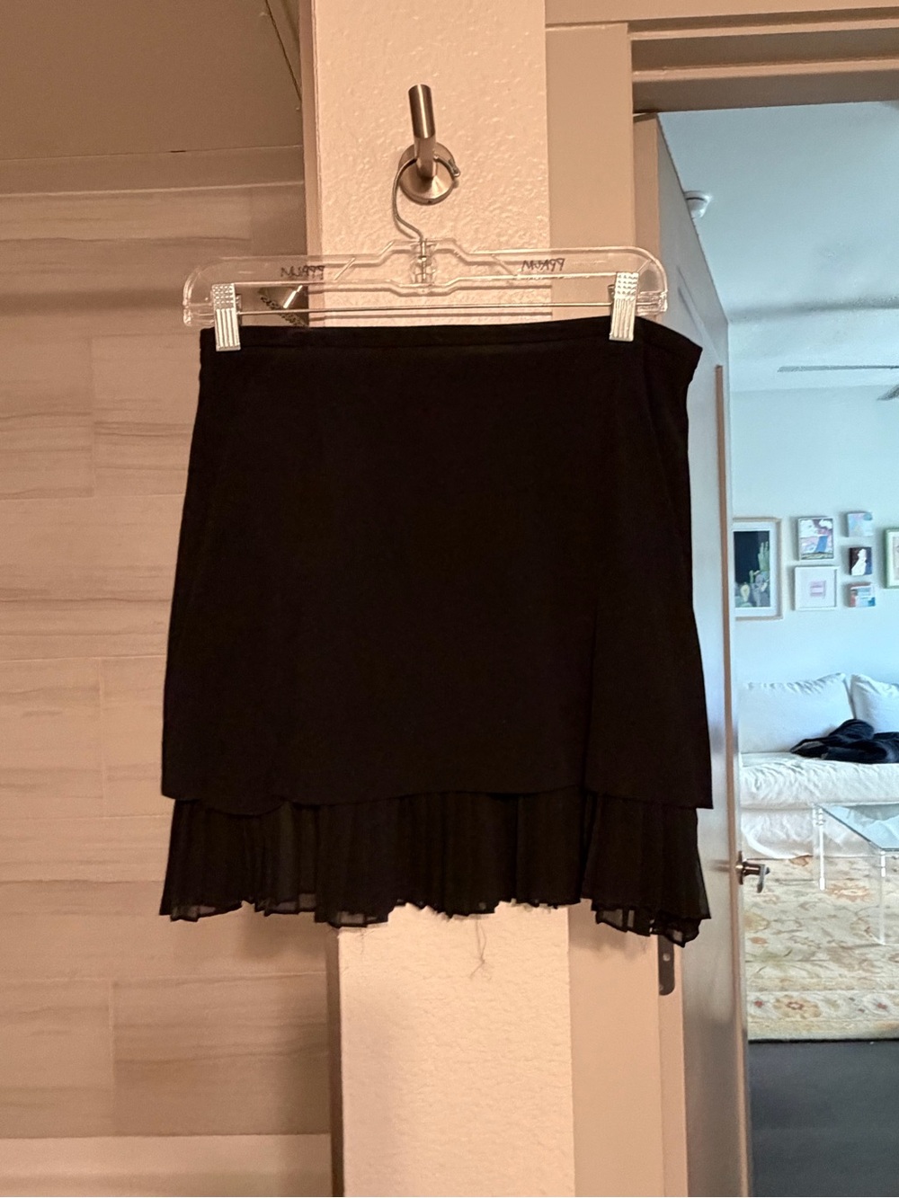 Sandro Black Layered Mini Skirt with Ruffle Hem